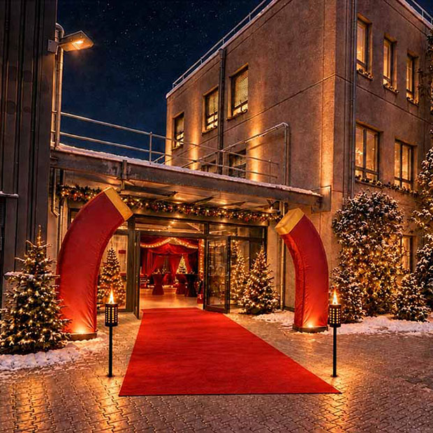 Weihnachtsfeier für Unternehmen und Vereine mit einer schönen weihnachtlichen Atmosphäre und Dekoration.