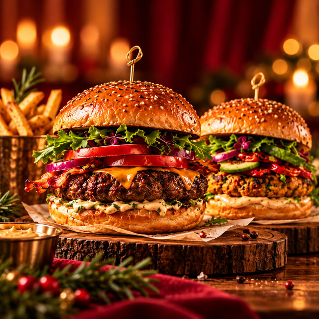Weihnachtsfeier für Unternehmen und Vereine Speisekarte - Burger