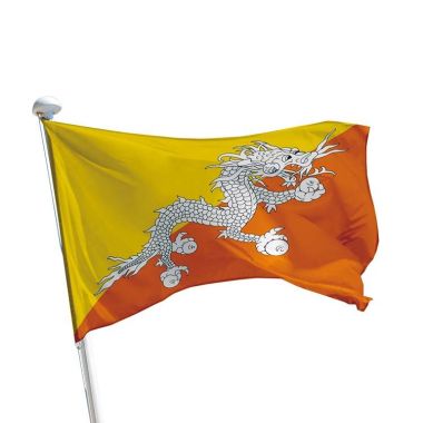 Bhutan Flagge im Querformat zur Befestigung am Fahnenmast