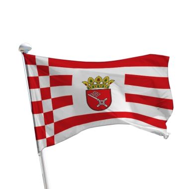Bremen Flagge mit Wappen im Querformat für Fahnenmasten im Außenbereich