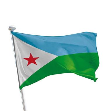 Dschibuti Flagge im Querformat für Fahnenmasten im Außenbereich