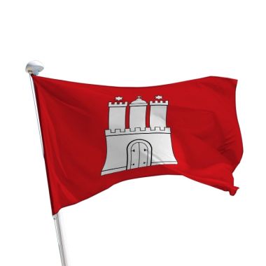 Hamburg Flagge im Querformat für Fahnenmasten im Außenbereich
