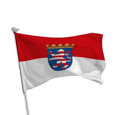 Hessen Flagge mit Wappen im Querformat für Fahnenmasten im Außenbereich