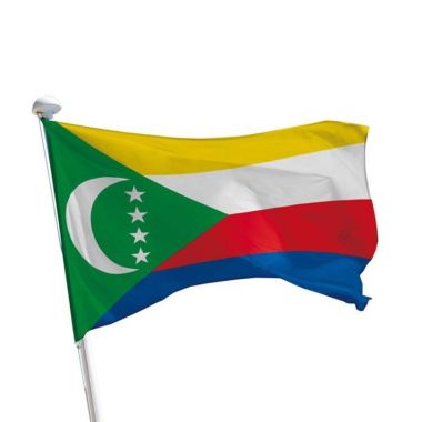 Komoren Flagge im Querformat für Fahnenmasten im Außenbereich