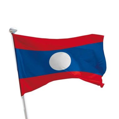 Laos Flagge im Querformat für Fahnenmasten im Außenbereich