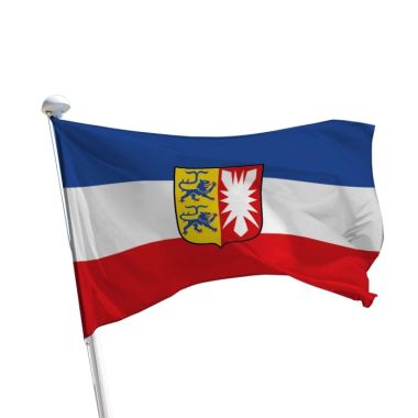 Schleswig-Holstein Flagge mit Wappen im Querformat für Fahnenmasten im Außenbereich